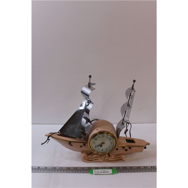 Lanshire Pink Sail Boat Clock - Electric - 16" x 13"