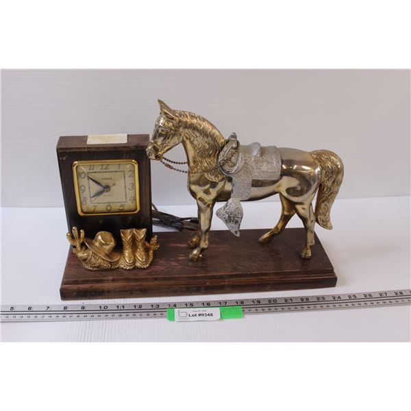 Western Theme Horse Mantle Clock - Electric - 17" x 11" x 5"