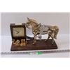 Image 1 : Western Theme Horse Mantle Clock - Electric - 17" x 11" x 5"