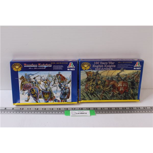 (2) 1:72 Scale Model Soldiers Kits: Russian Knights & 100 Year War