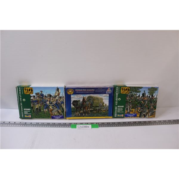 (3) 1:72 Scale Model Soldiers Kits: Prussian & French Army & British Army