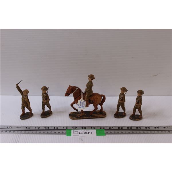 (5) Elastolin Germany British Soldiers - 4" Tall