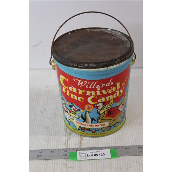 Willard's Chocolates Fine Carnival Candy Tin