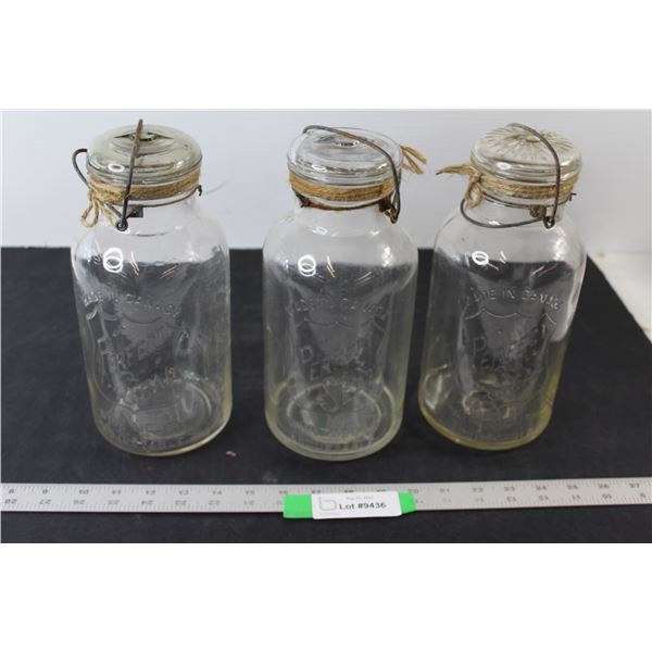 (3) Perfect Seal Wide Mouth Adjustable Glass Jars