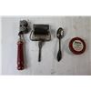 Image 2 : Small Scotch Cellulose Tape Tin, Potato Masher, Pastry Cutter, Cheese Slicer, Can Opener Decorative 