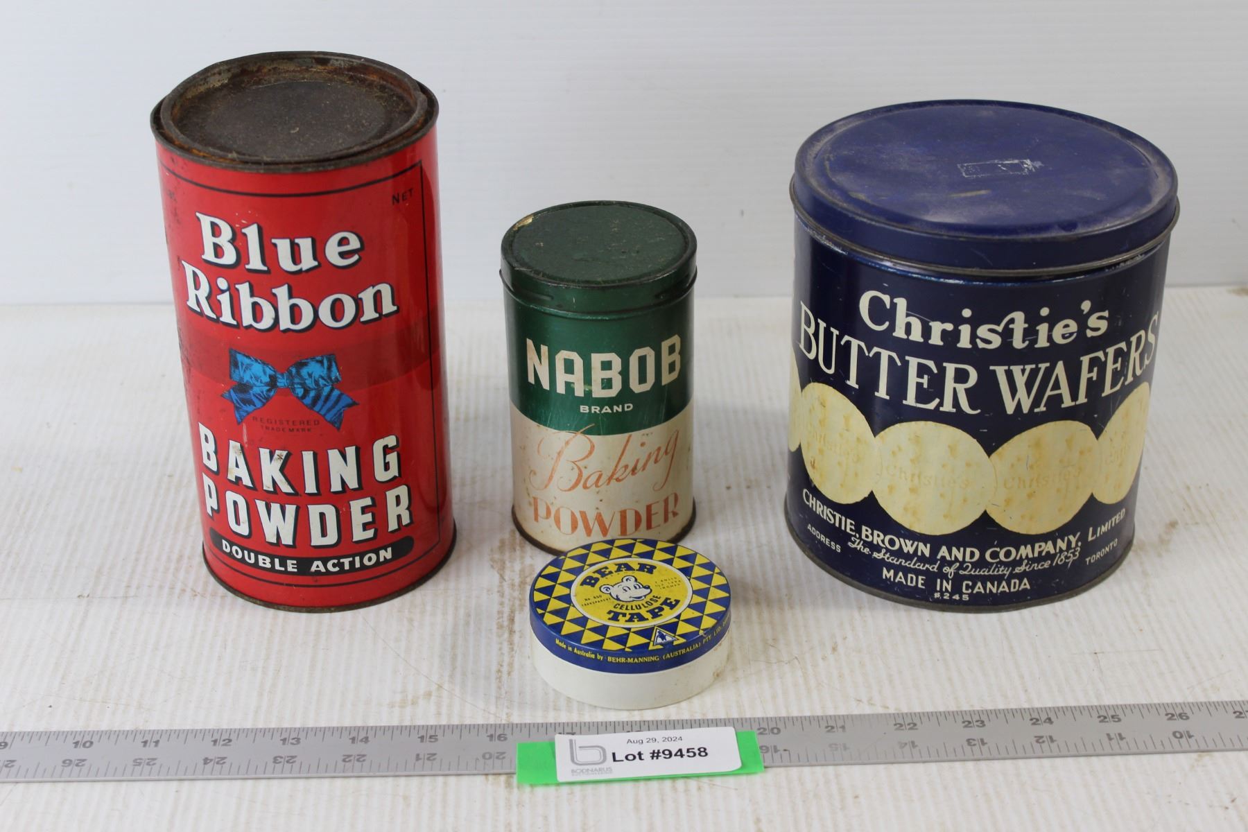Bear Cellulose Tape, Blue Ribbon Baking Powder Double Action, Nabob ...