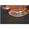 Image 8 : Pink Depression Glass Cabbage Rose Cream and Sugar - Chip on Base