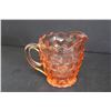 Image 3 : Pink Depression Glass Block Cube Pattern Cream and Sugar - No Chips