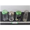 Big Shaker, (2) Assorted Sugar Pourers, Small Glass Milk Jug