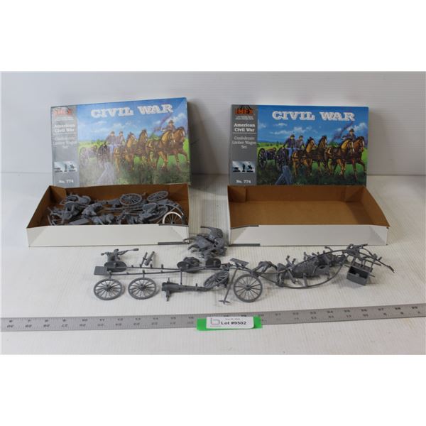 (2) American Civil War Confederate Limber Wagon Sets 1/32 54mm