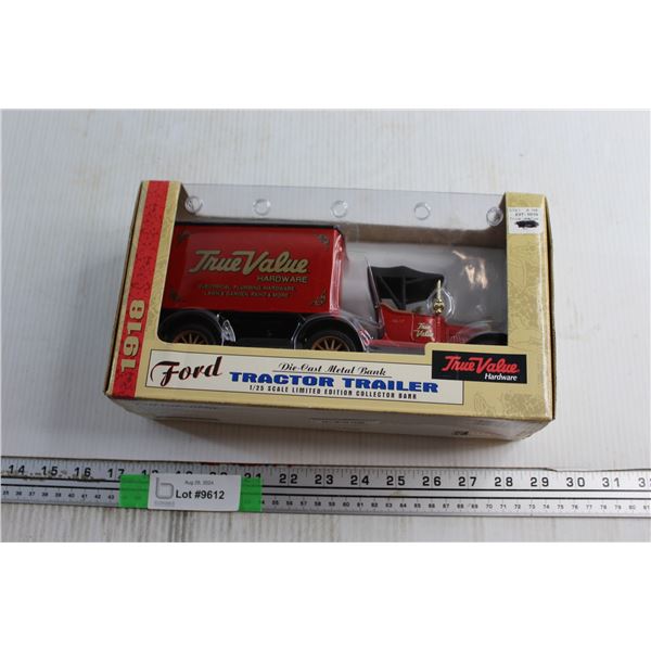 TrueValue Hardware Die Cast 1918 Ford Tractor Trailer Bank