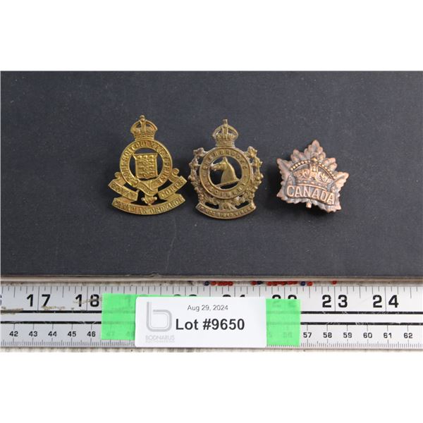 (3) Canadian Armed Forces WWII Military Badges