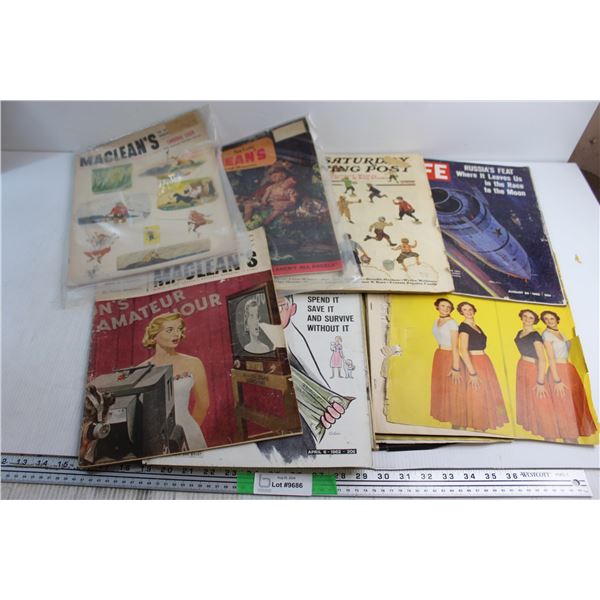 Lot of Vintage Maclean's and Life Magazines - Some Damage