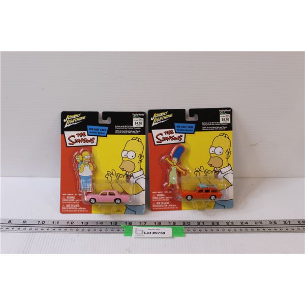 (2) Simpsons Johnny Lighting Die Cast Cars