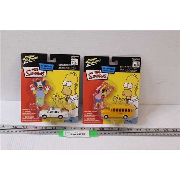 (2) Simpsons Johnny Lighting Die Cast Cars