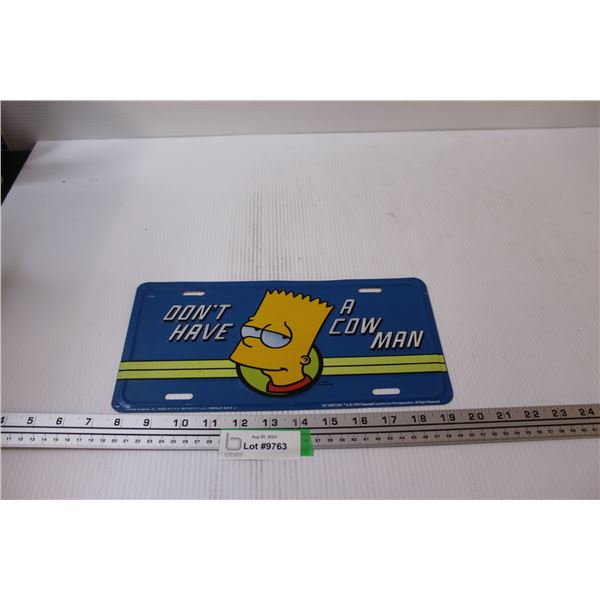 Simpsons License Plates: Bart Simpson