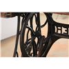 Image 8 : * Antique Singer Sewing Machine on Metal Wheels - 36" x 18" x 30" Tall - Sewing Machine Has Some Rus