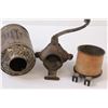 Image 4 : Antique Coffee Grinder Set (Cast Iron & Tin Coffee Bean Holder & Catcher) - 12" x 5"