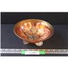 Fenton Marigold Carnival Glass Leaf & Grape Footed Bowl - 8
