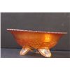 Image 2 : Fenton Marigold Carnival Glass Leaf & Grape Footed Bowl - 8" x 3"