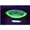 Image 1 : Uranium Green Cameo Ballerina Oval Depression Glass 10" Bowl