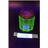 Image 1 : Uranium Green Glass Sugar Cup w/Lid - 4" Tall