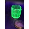 Image 3 : Uranium Green Glass Sugar Cup w/Lid - 4" Tall