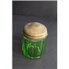 Image 4 : Uranium Green Glass Sugar Cup w/Lid - 4" Tall