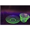 Image 3 : Uranium Green Depression Glass Florentine No.2 Tea Cup & Saucer