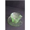 Image 4 : Uranium Green Depression Glass Florentine No.2 Tea Cup & Saucer