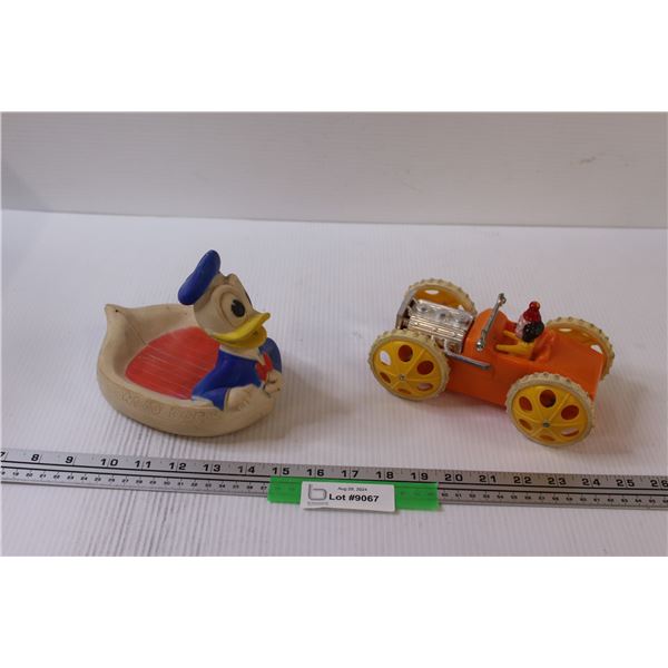 Donald Duck Soap Holder & Vintage Moonbase Central Flip-Over Moon Toy
