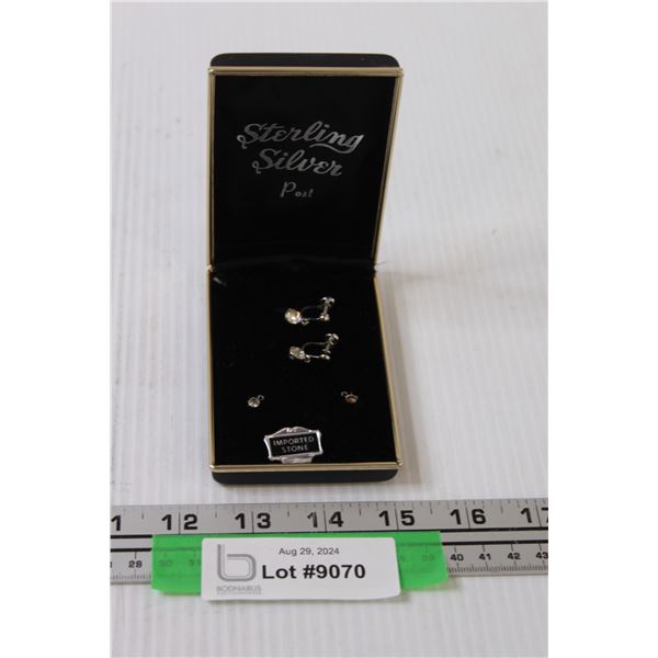 Sterling Silver Post Clip-On Earrings in Case