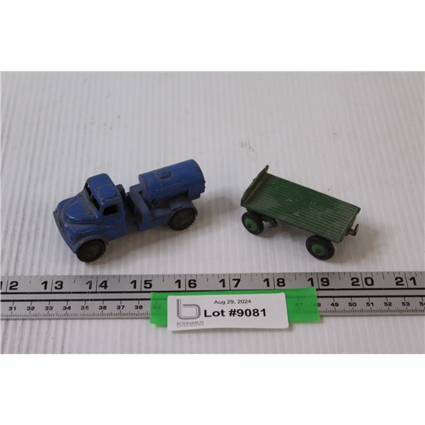 (2) Dinky Toy Cars: Army Tanker & Army Trailer