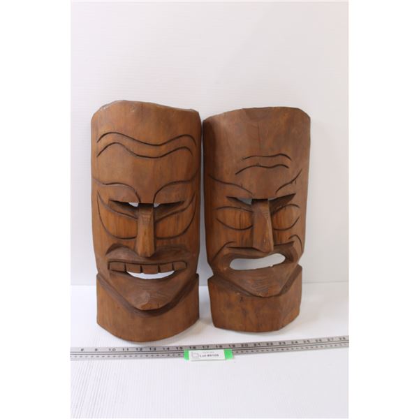 Tiki Tiki Wooden Masks - 12" Tall