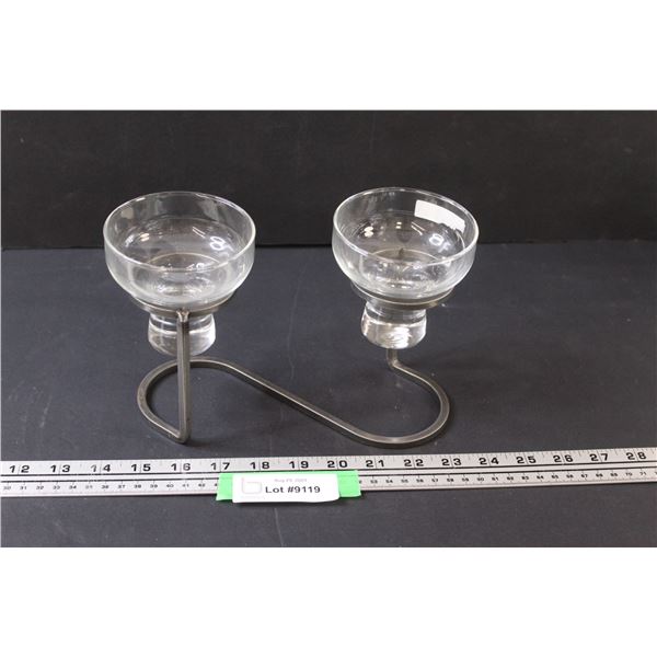 Danish MCM Metal Stand & Glass Candle Stand