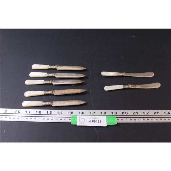 (7) Mother of Pearl Handled Knives Set