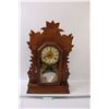 Image 1 : *Carved Wood Gingerbread Style Clock w/Key 