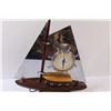 Image 3 : Snider Clock Ship w/Teak Wood & Stainless Steel Sails - 17.5" x 16" - Consigner States Works