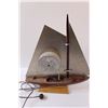 Image 5 : Snider Clock Ship w/Teak Wood & Stainless Steel Sails - 17.5" x 16" - Consigner States Works