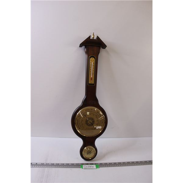 Vintage Wooden Barometer - 27" Tall