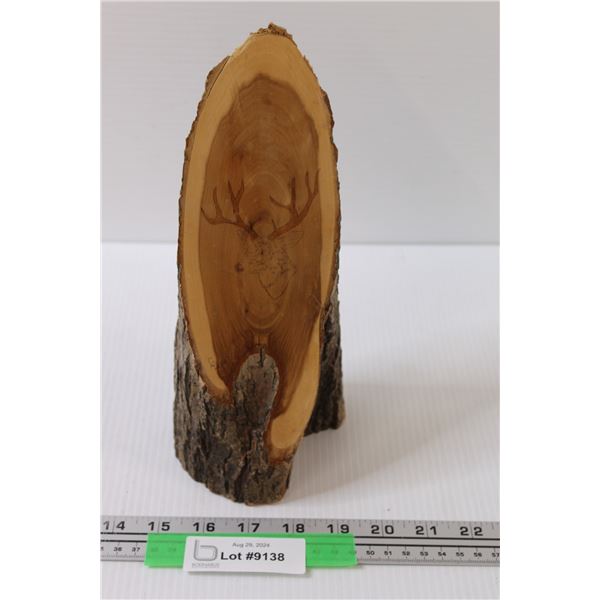 Wood Embossed Mule Deer on Wood - 11" tall