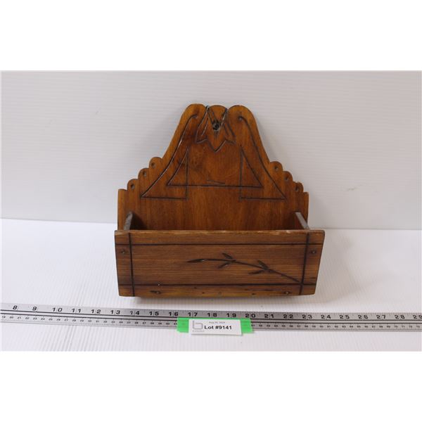 Antique Wooden Eastlake Style Hanging Letter Holder - 10" x 10.5"