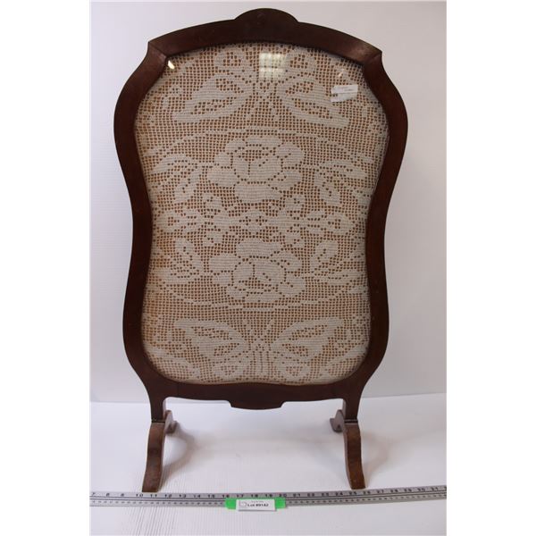 Home Built Firescreen w/ Embroidery Insert & Front Glass - 32" Tall x 19" Wide