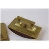 Image 2 : Antique Brass Three Piece Ink Well & Blotters Set