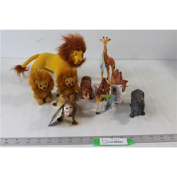 Lion King Stuffy Plushie Toy, (2) Small Lion Stuffy Plushies, Lion Model, (2) Camel Models, Rhino Mo