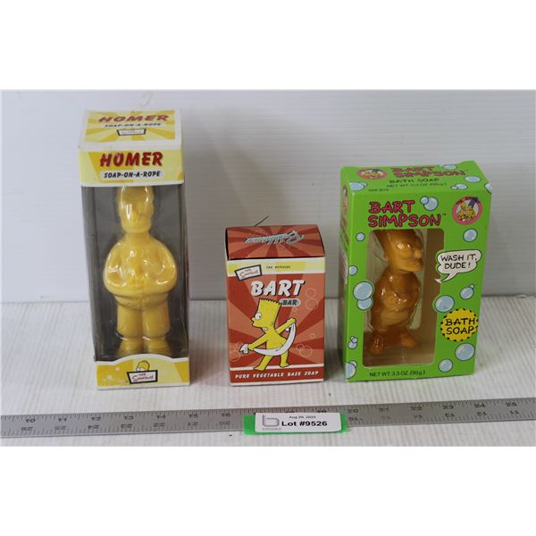 The Simpsons Homer Soap on a Rope, Bart Bar Pure Vegetable Base Soap, Bart Simpsons Bath Soap