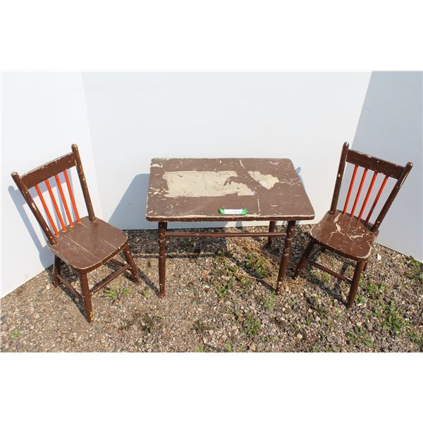 ** Kids Table With (2) Chairs - Table Measures 24" x 16" x 19" High