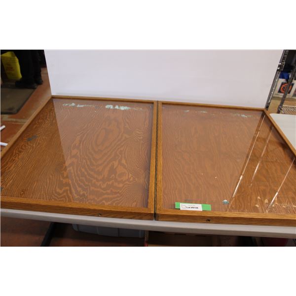 * Folding Glass & Wood Display - 29" x 23" (folded) 47" x 23" (un-folded)