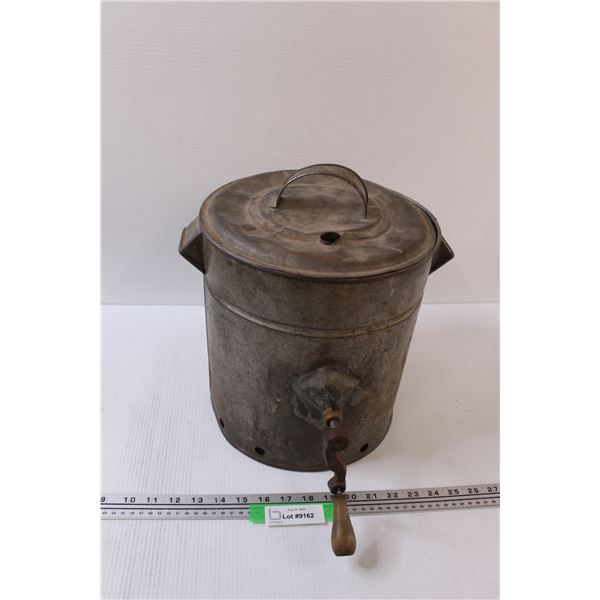Antique Galvanized Steel Butter Churner - 11" x 10"