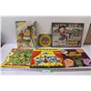 Image 1 : Lot: (3) Calendars, Alpha Bet Clock, Betty Boop Metal Sign, Elf Poster